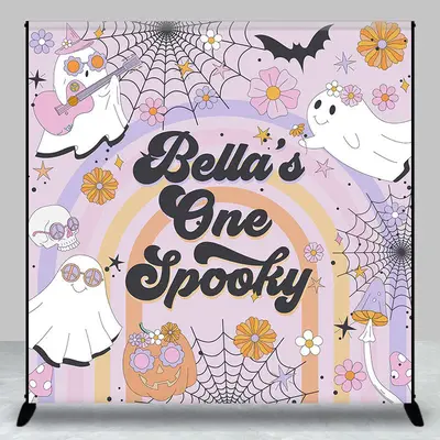 Aperturee Groovy One Spooky Halloween Custom Birthday Backdrop | Happy Birthday Backdrop | Custom Happy Birthday Banner | Cus...