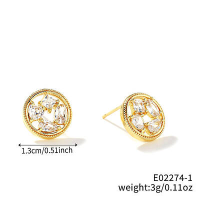 Shiny and Simple Brass Stud Earrings