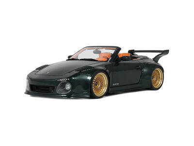 2024 Porsche 911 (997) Old & New Tokyo Auto Salon Cabriolet Dark Green Metallic with Orange Interior 1/18 Model Car by GT Spi...