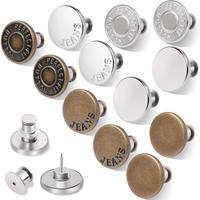 Button Pins for Loose Jeans, 3/6/12pcs No Sew and No Tools Instant Replacement Snap Tack Pant Button, Reusable Adjustable Met...