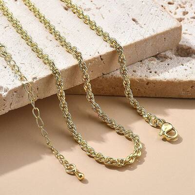 3mm Brass Rope Chain Necklaces for Men Women
