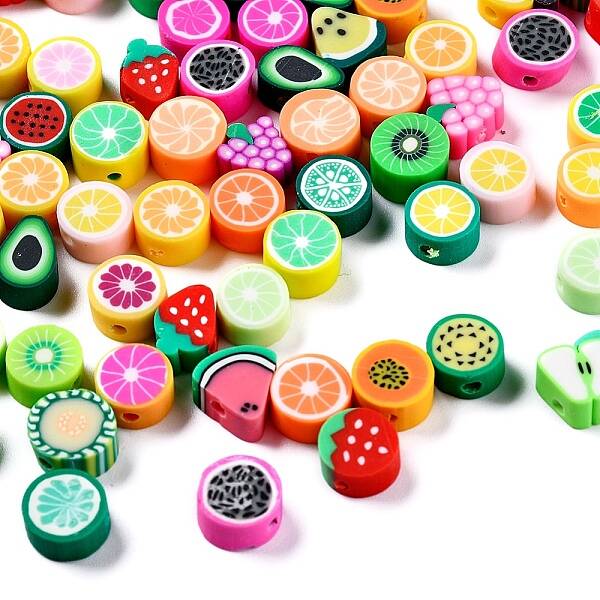 100Pcs Handmade Polymer Clay Fruit Theme Beads