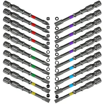 Magnetic Impact Drill Bit Set, Non-slip Long Screwdriver Bit Set, Cross Slot Square Hexagon Drill Bit Set for Home Constructi...