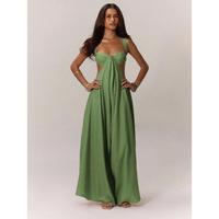 MUSERA Boho Ruched Bust Extreme Wide Leg Jumpsuit Summer Vacation Boho Spring Summer Vacation Beachwear Elegant Ibiza