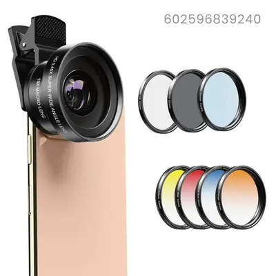 Phone Lens Kits 0.45X Super Wide Angle Macro 37/52mm CPL ND32 Grad Color Filter