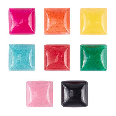 SUPERFINDINGS 32pcs/box Square Shape Natural Gemstone Cabochons Sets Flatback Crystal Quartz Stone for Necklace Jewelry Makin...