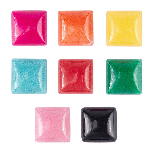 SUPERFINDINGS 32pcs/box Square Shape Natural Gemstone Cabochons Sets Flatback Crystal Quartz Stone for Necklace Jewelry Makin...