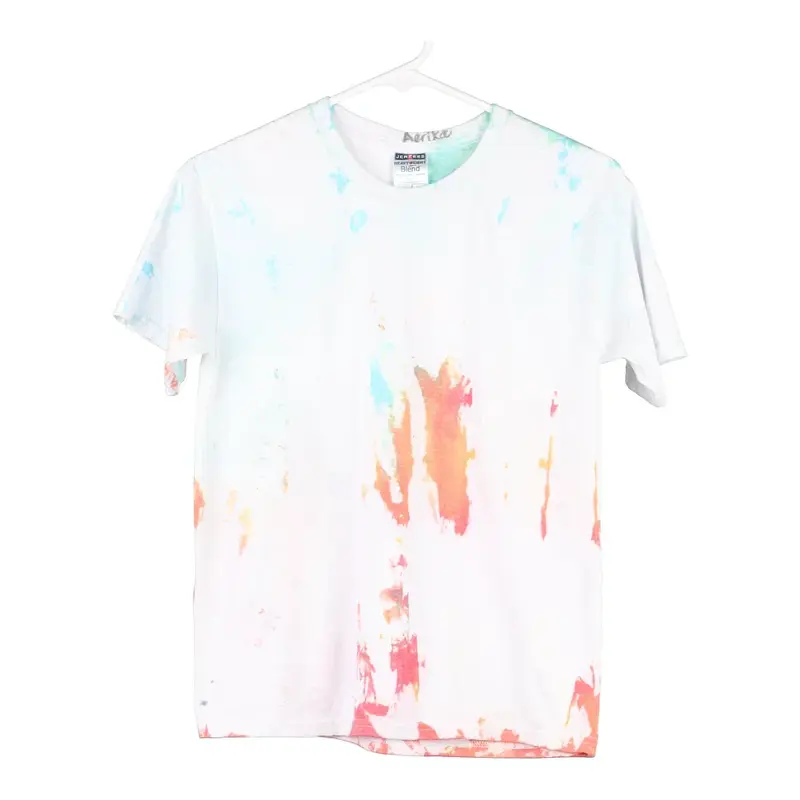 Age 12-13 Jerzees Tie-Dye T-Shirt - Large White Cotton