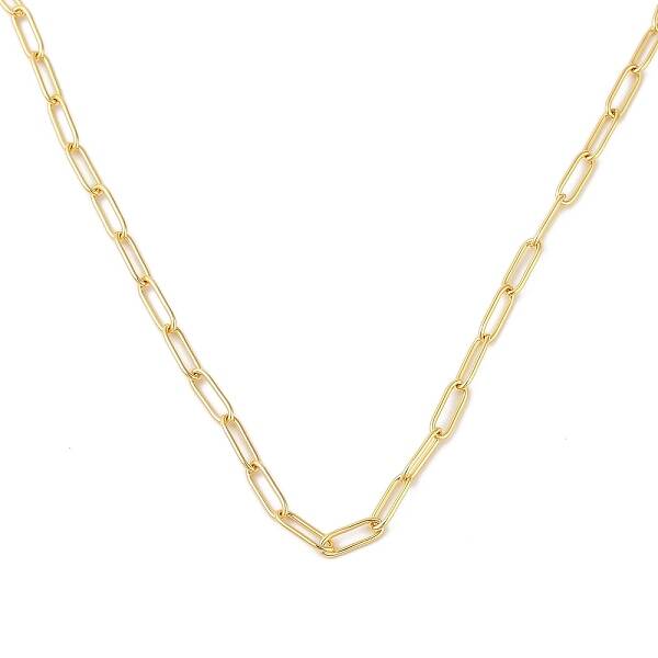 Rack Plating Brass Paperclip Chain Necklaces