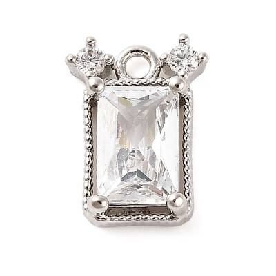 Brass Pave Clear Cubic Zirconia Charms