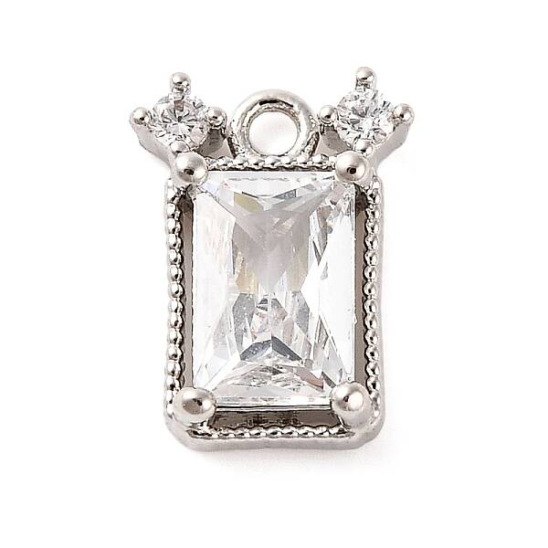 Brass Pave Clear Cubic Zirconia Charms