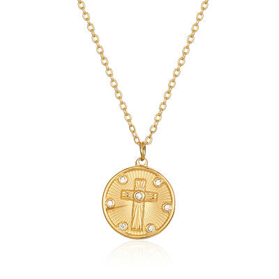 Round Cross Pendant Necklaces