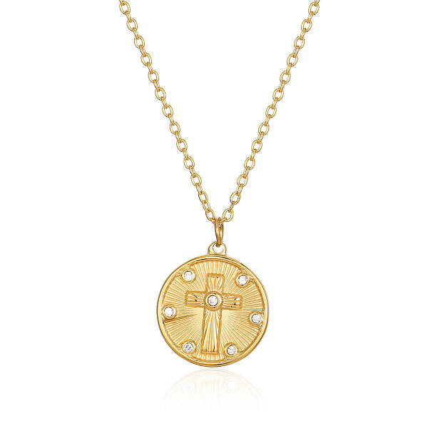 Round Cross Pendant Necklaces