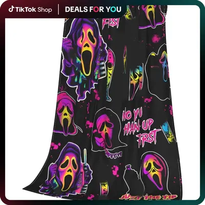 Horror Blanket No You Hang Up Horror Movie Character Blanket Gift Halloween Blanket Bedroom Couch Bed Sofa Soft Lightweight W...