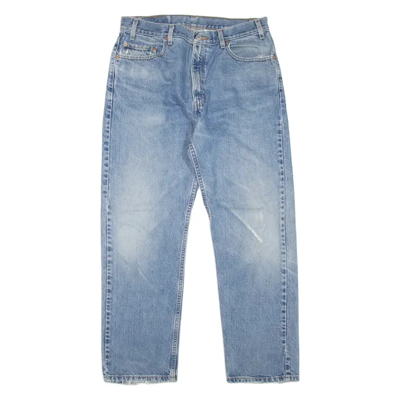 LEVI'S 505 Jeans Mens Blue Regular Straight 90s Stone Wash W36 L30