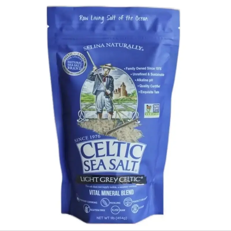 Celtic Sea Salt, Selina Naturally Light Grey Vital Mineral Blend, 8 ounce (454 g) Natural Kosher light Grey Resealable Organi...