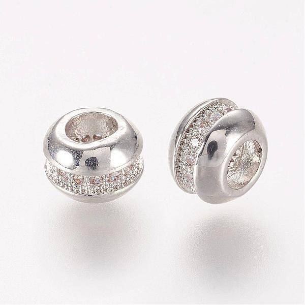Brass Micro Pave Cubic Zirconia Beads