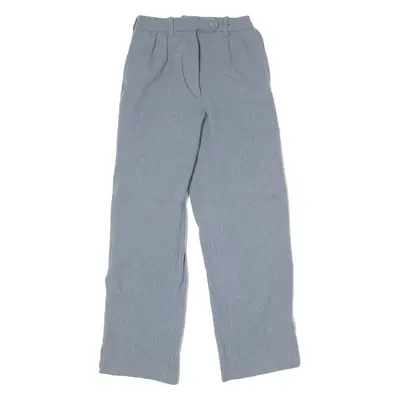 Pinstripe Boys Trousers Grey Slim Wide-Leg 90s Wool W22 L25