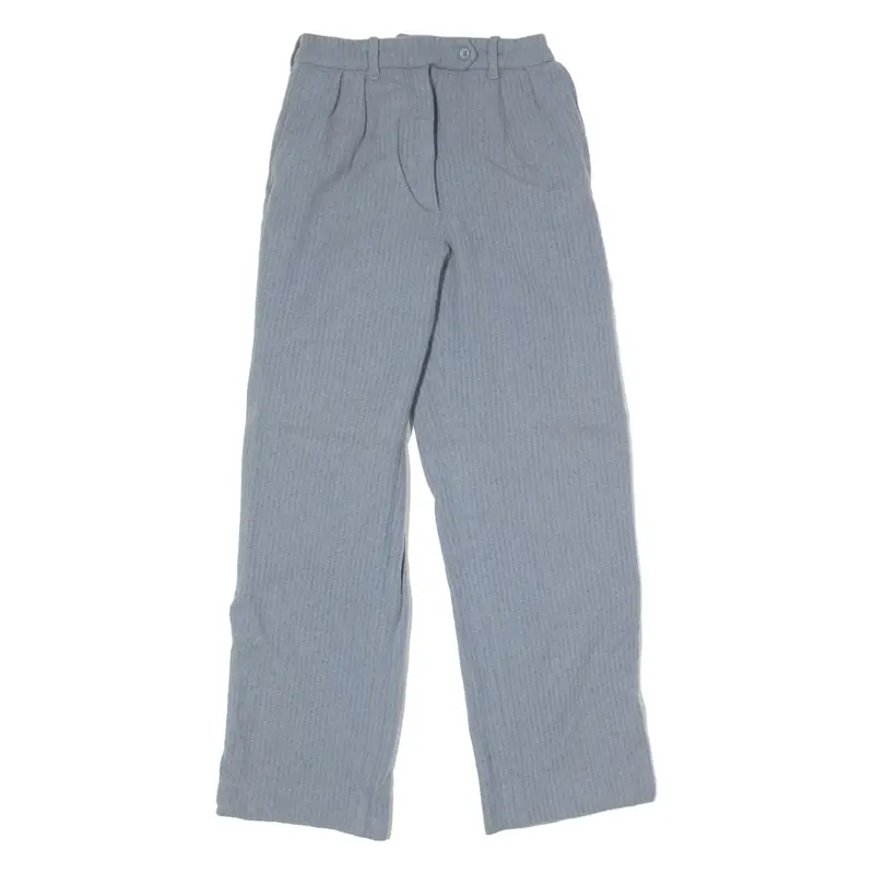 Pinstripe Boys Trousers Grey Slim Wide-Leg 90s Wool W22 L25