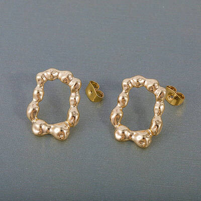 Simple Rectangle Brass Stud Earrings