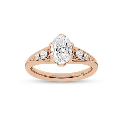 Lyon Tapered Pavé Oval Lab Grown Diamond Engagement Ring | 18K Rose Gold 2 1/4 CT. TW.
