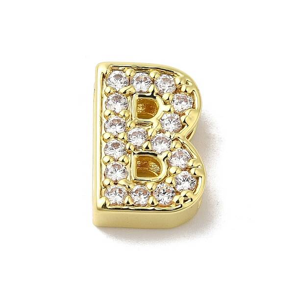 Brass Micro Pave Cubic Zirconia Beads