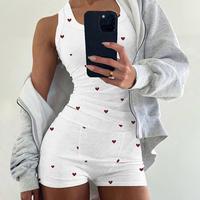 ChicMe Women's 2 Pieces Pajamas Set Heart Pattern U Neck Sleeveless Tank and Casual Strechy Waist Shorts Set