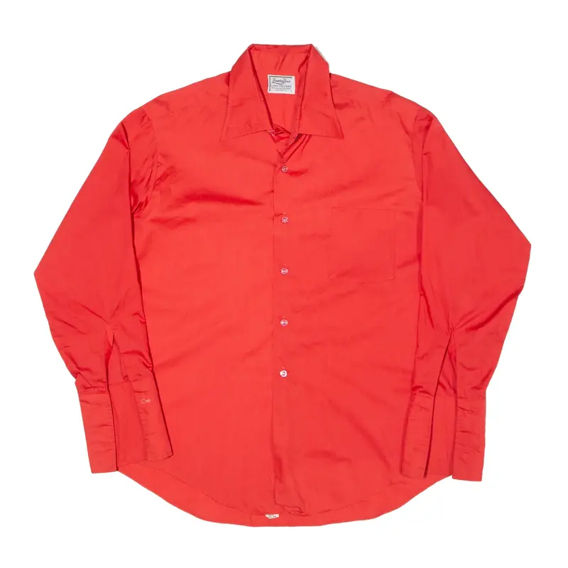 HAMPSHIRE HOUSE Plain Shirt Red 90s Long Sleeve Mens L