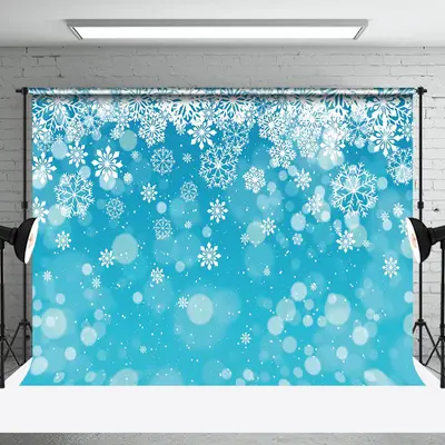 Snowflakes Blue Background Winter Wonderland Backdrop - Aperturee
