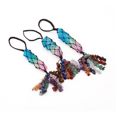 Electroplate Quartz Crystal Tassels Pendants
