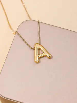 Fashion Alphabet Charm Pendant Necklace for Women & Girls, Fall Festival Style Trendy, Firemen Birthday Jewelry for Party, Da...
