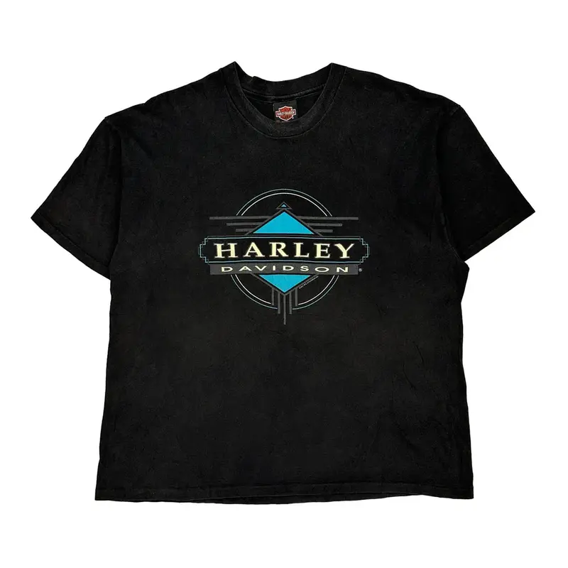 Harley Davidson Graphic T-Shirt - 2XL Black Cotton