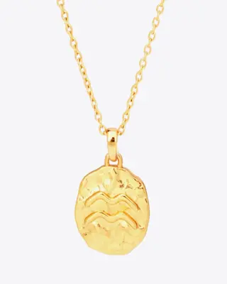 18K Gold Star Sign Zodiac Constellation Pendant Necklace - Circle