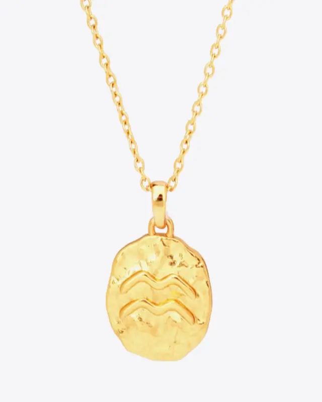 18K Gold Star Sign Zodiac Constellation Pendant Necklace - Circle