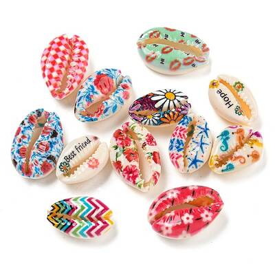 Printed Natural Shell Beads