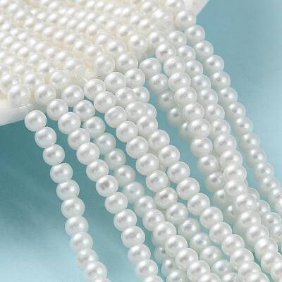 Baking Painted Pearlized Glass Pearl Round Bead Strands