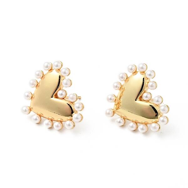 Rack Plating Brass with Acrylic Beads Stud Earrings for Women