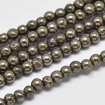 Natural Pyrite Round Beads Strands