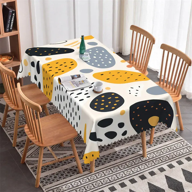 Black Orange Print Spots Modern Rectangle Tablecloth - Aperturee