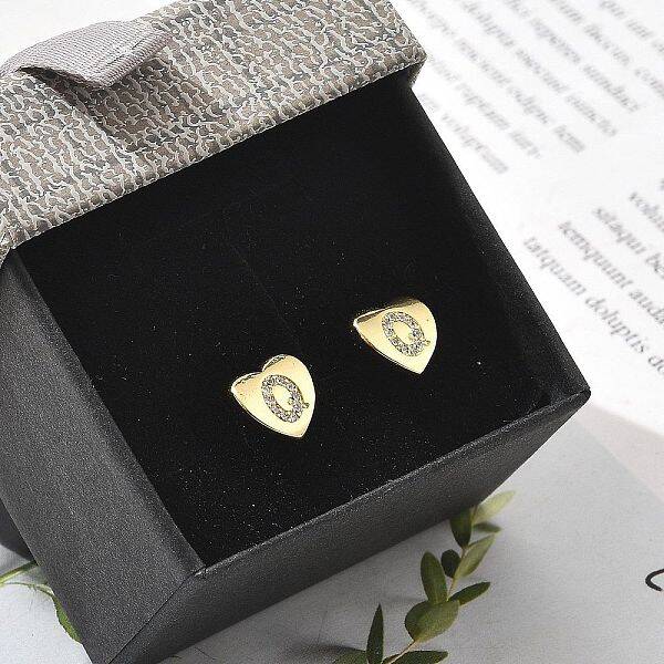 Rack Plating Brass Micro Pave Clear Cubic Zirconia Stud Earrings