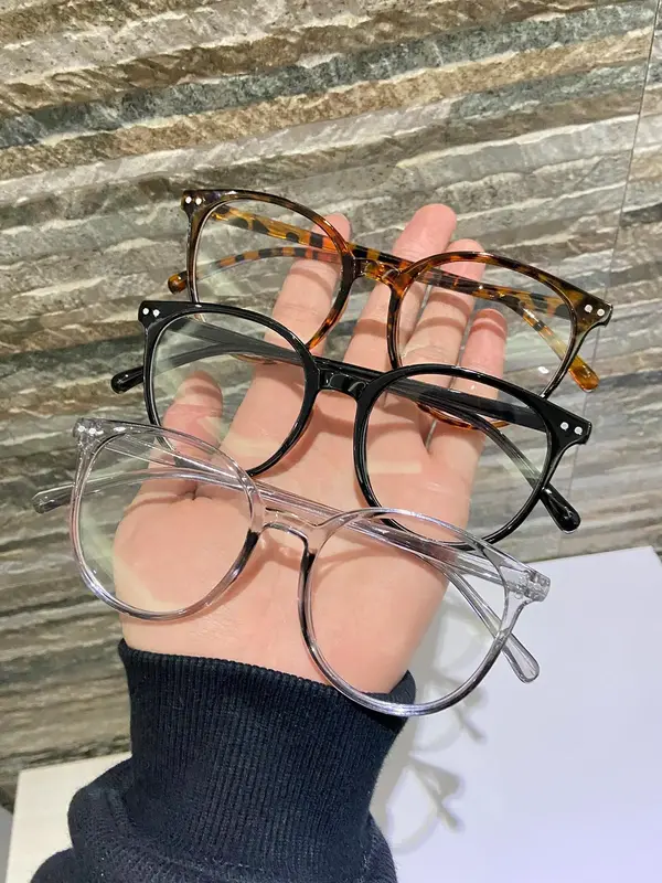 Simple Anti-blue Light Eyeglasses for Everyday Use (3 Pairs), Basic Tortoiseshell Flat Frame Fashion Eyeglasses for Women & M...