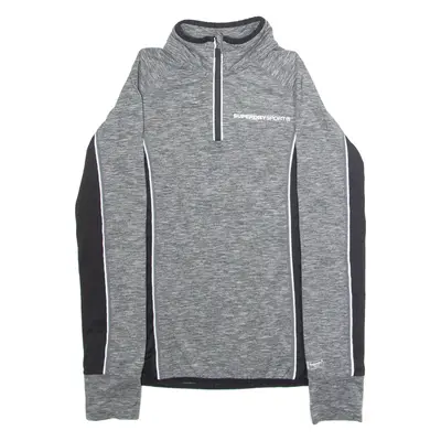 SUPERDRY Sport Womens Sweatshirt Grey 1/4 Zip L
