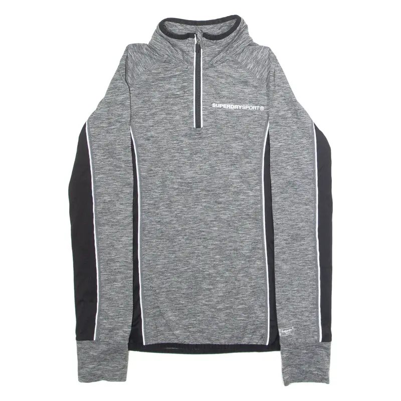 SUPERDRY Sport Womens Sweatshirt Grey 1/4 Zip L