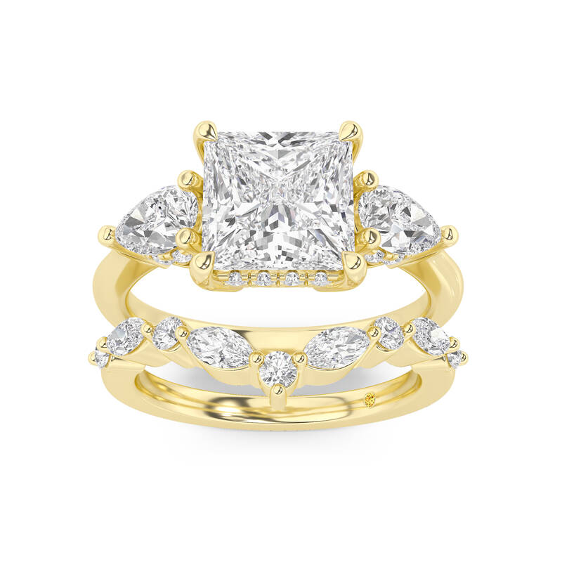 Celestia Lab Grown Princess Cut Diamond Engagement Ring with The Angelina Wedding Band | 14K Yellow Gold 3 1/2 ct. tw.