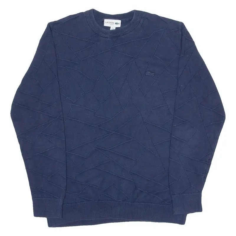 LACOSTE Slim Fit Mens Patterned Jumper Blue Crazy Pattern Tight Knit M
