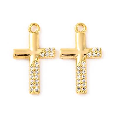 Brass Micro Pave Clear Cubic Zirconia Pendants