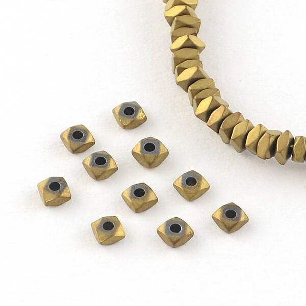 Square Electroplated Non-magnetic Synthetic Hematite Bead Spacers
