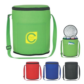 50 Custom Non-Woven Round Cooler Bag - 12 Can Capacity & Insulated