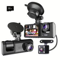 4K Full HD Car Camera Front Rear, Car DVR with 32GB SD Card, 3 Lens Car Recorder with Wireless WLAN Connection, Reverse Mode,...