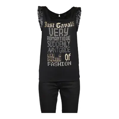 Just Cavalli Graphic Top - Small Black Viscose Blend
